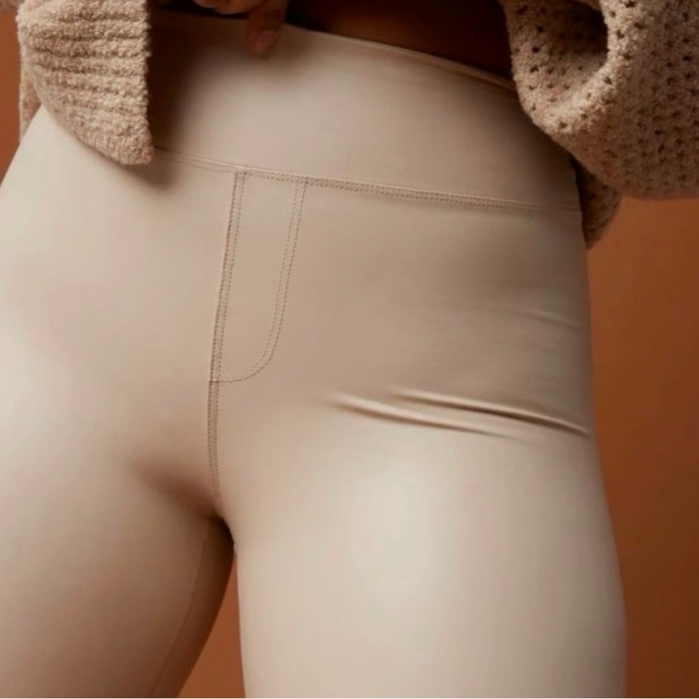 Offline by Aerie Luxe Faux Leather Leggings Nude